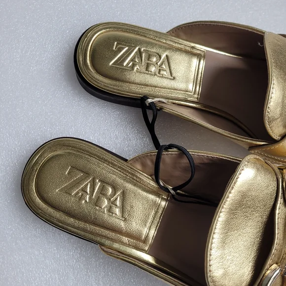 Zara Gold Loafers - Picture 5 of 11